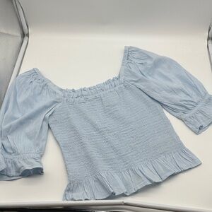 GAP Light Blue Smocked Blouse